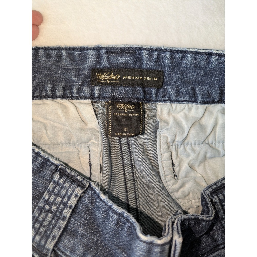 Mossimo Premium Denim Jeans Womens 10 Blue Flare Wide Leg Trouser Mid Rise Y2K - Picture 5 of 10